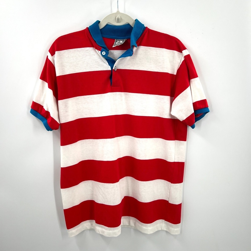 Vintage campus american action gear polo shirt single stitch 80s blokecore L